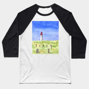 Whimsical Lighthouse Mixed Media Baseball T-Shirt